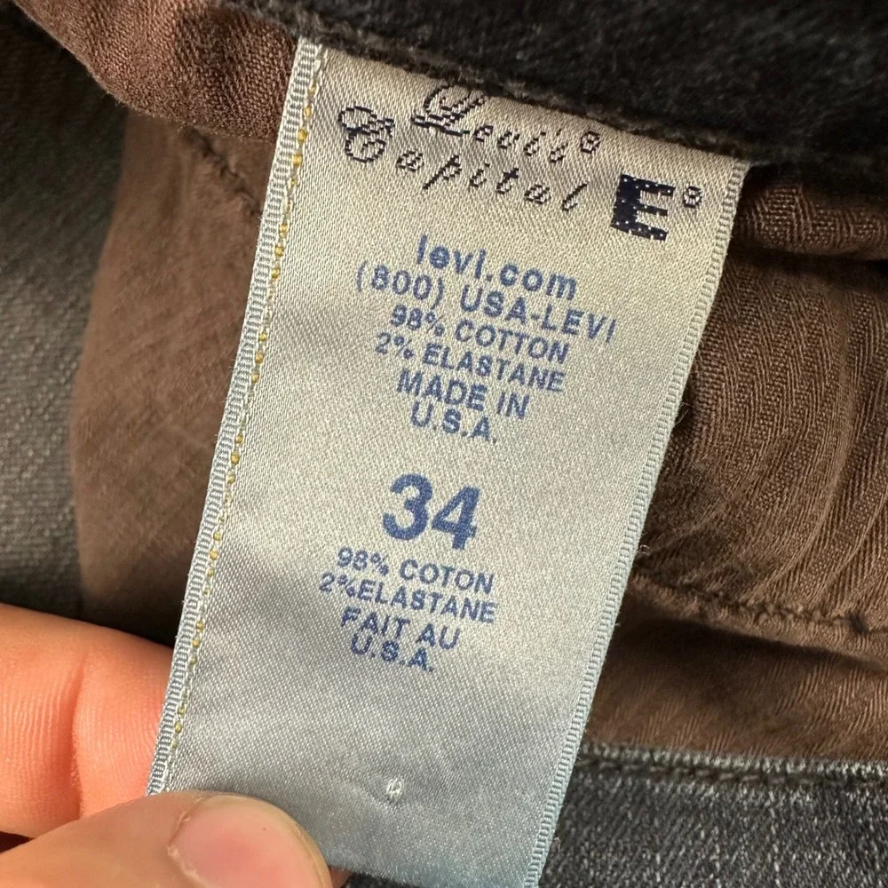 Levis Capital E Hesher Regular Straight Jeans Mens 34x32 Dark Wash Made in USA